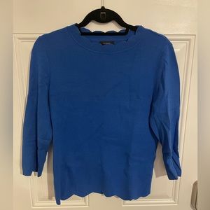 Halogen 3/4 sleeve scallop crew neck sweater